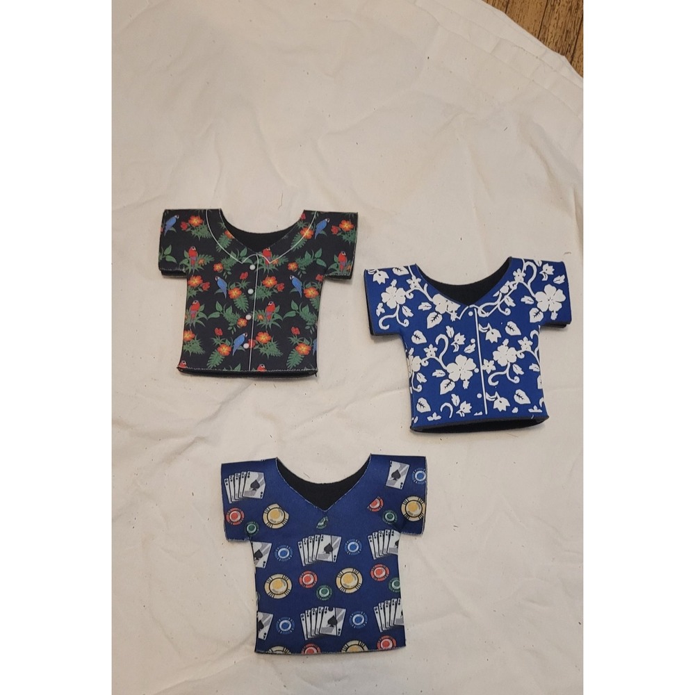 Tropical Shirts & Cards Hawaiian Shirts Shaped Beer Bottle or Can Koozie Lot 3